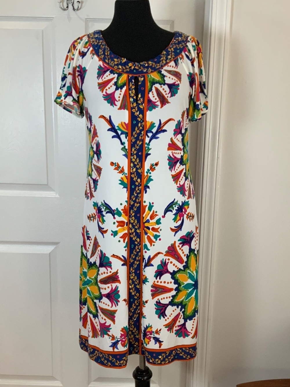 Anthropologie Eci Folk Multicolor Beaded Resort Folkloric Boho Midi Dress 10 - Picture 10 of 10